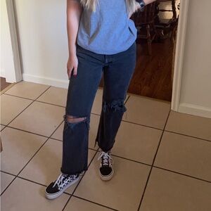 Agolde Faded Black Distressed Jeans